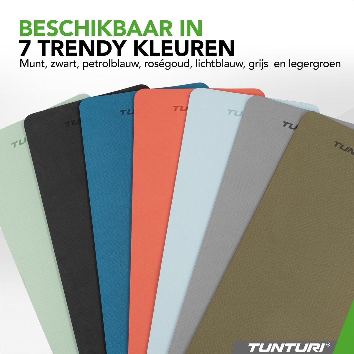 Tunturi Yoga Mat 8mm - Pilates mat - Extra dikke fitness mat - 183x61x0,8 cm - Incl Draagtas - Ecologisch materiaal - Eenvoudig te reinigen - Mint