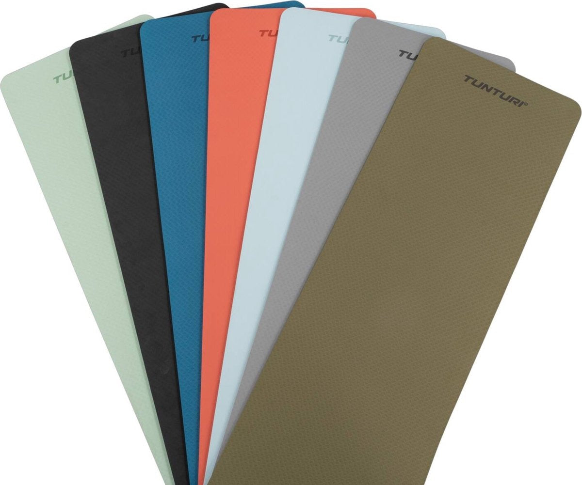 Tunturi Yoga Mat 8mm - Pilates mat - Extra dikke fitness mat - 183x61x0,8 cm - Incl Draagtas - Ecologisch materiaal - Eenvoudig te reinigen - Mint