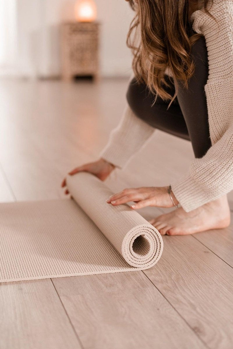 Yogamat sticky extra dik sand - Lotus | 6 mm | fitnessmat | sportmat | pilates mat sand