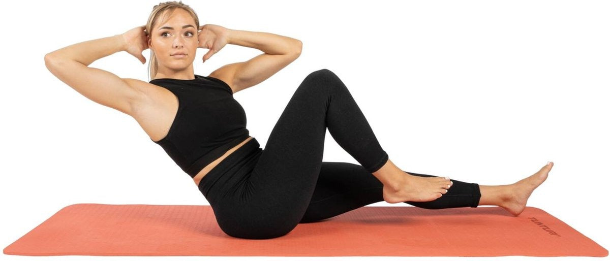 Tunturi Yoga Mat 8mm - Pilates mat - Extra dikke fitness mat - 183x61x0,8 cm - Incl Draagtas - Ecologisch materiaal - Eenvoudig te reinigen - Mint