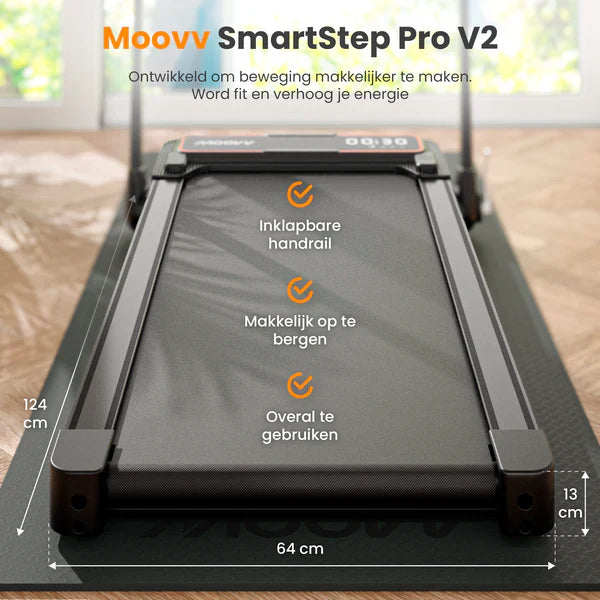 Moovv SmartStep Pro v2 - opvouwbare loopband 1-12 km/u: