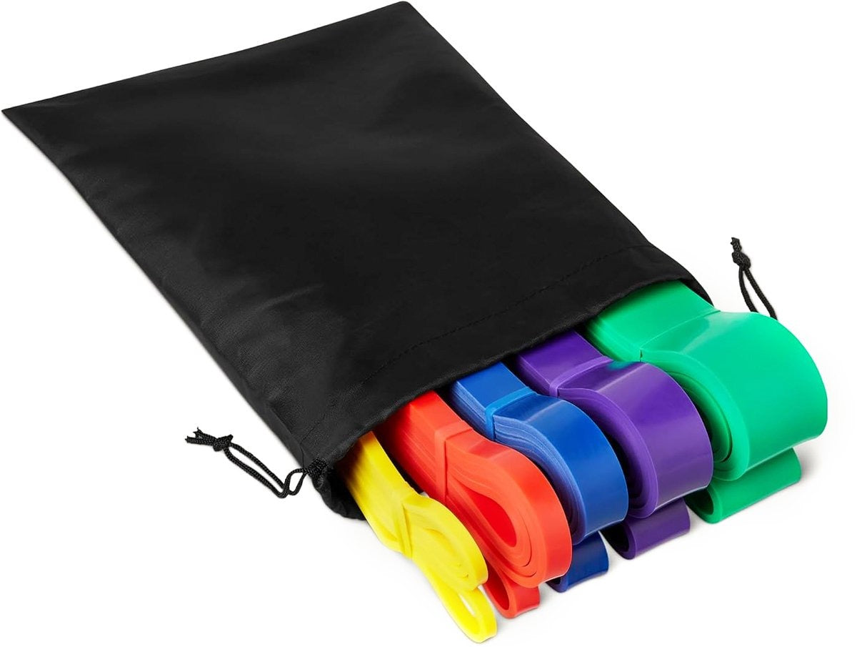 TTLUOKER®5-Delige Weerstandsbanden Set [Zwaar] - Fitness Elastiek met Handvatten & Enkelslingers - Voor Thuis, Crossfit, Powerlifting - Incl. Opbergtas