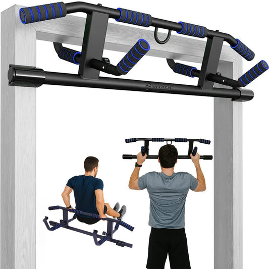 Vitalic Optrekstang (voor DEURPOST van 55 - 92cm breed) Tot 200kg Belastbaar – Pull Up Bar Zonder Boren – Fitness Pull-Up Bar Thuis – Chin Up Bar – Deurrekstok - Dip station
