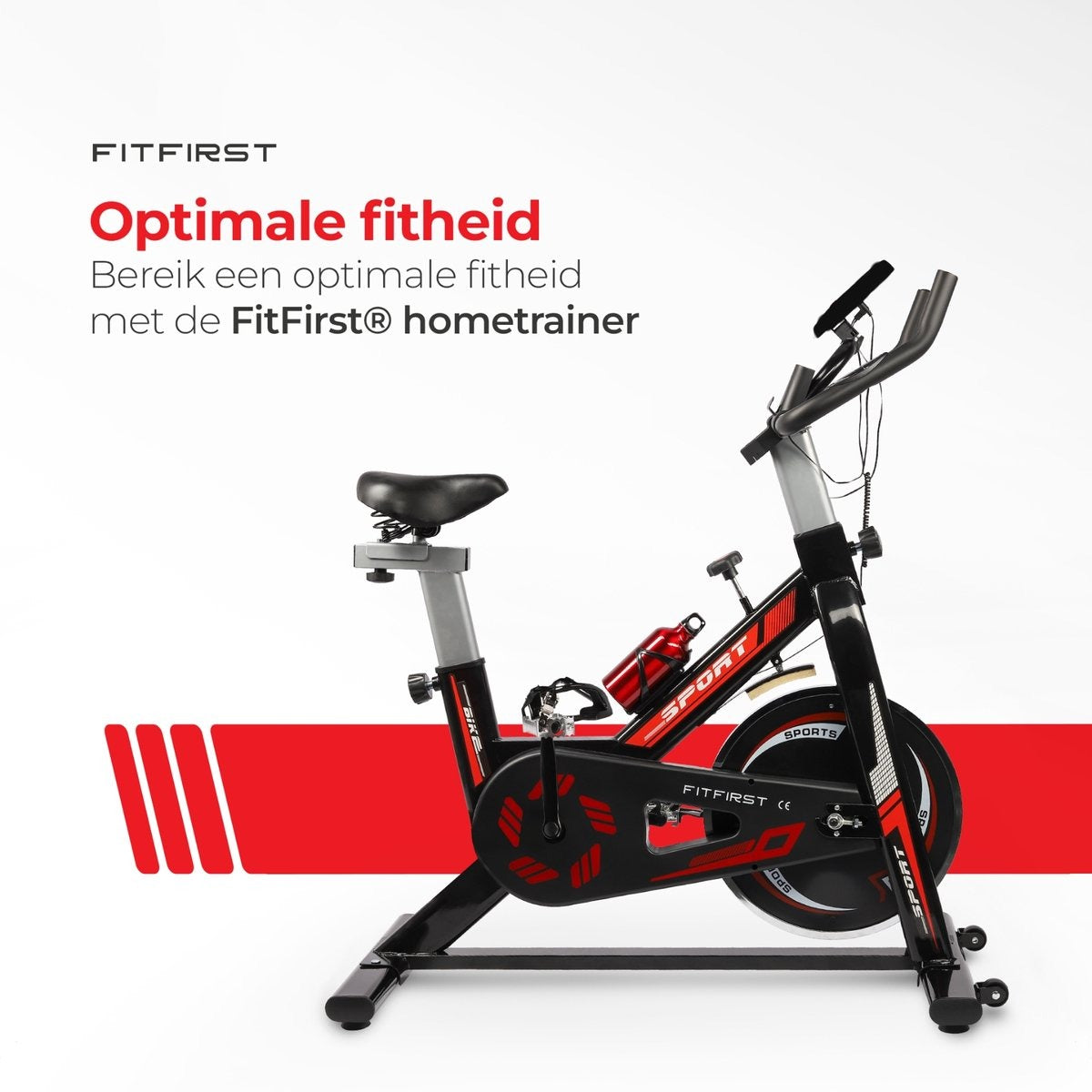 FitFirst® Rider 3 Hometrainer | Met Trainings Apps | FitShow, Kinomap en Zwift | Ingebouwde hartslagmeter | Display met info | Met Bidon | Max 150KG gebruikersgewicht en tot 1.90m | Spinning Fiets | Fitness Fiets
