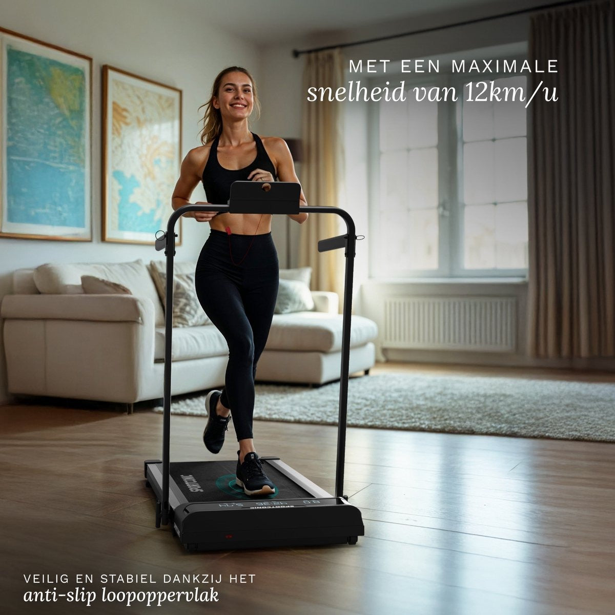 Sportconic Loopband 1-12km/u – Walking Pad – Loopband Inklapbaar – Wandelband – Met Hellingfunctie – Incl. Tablethouder en Afstandsbediening