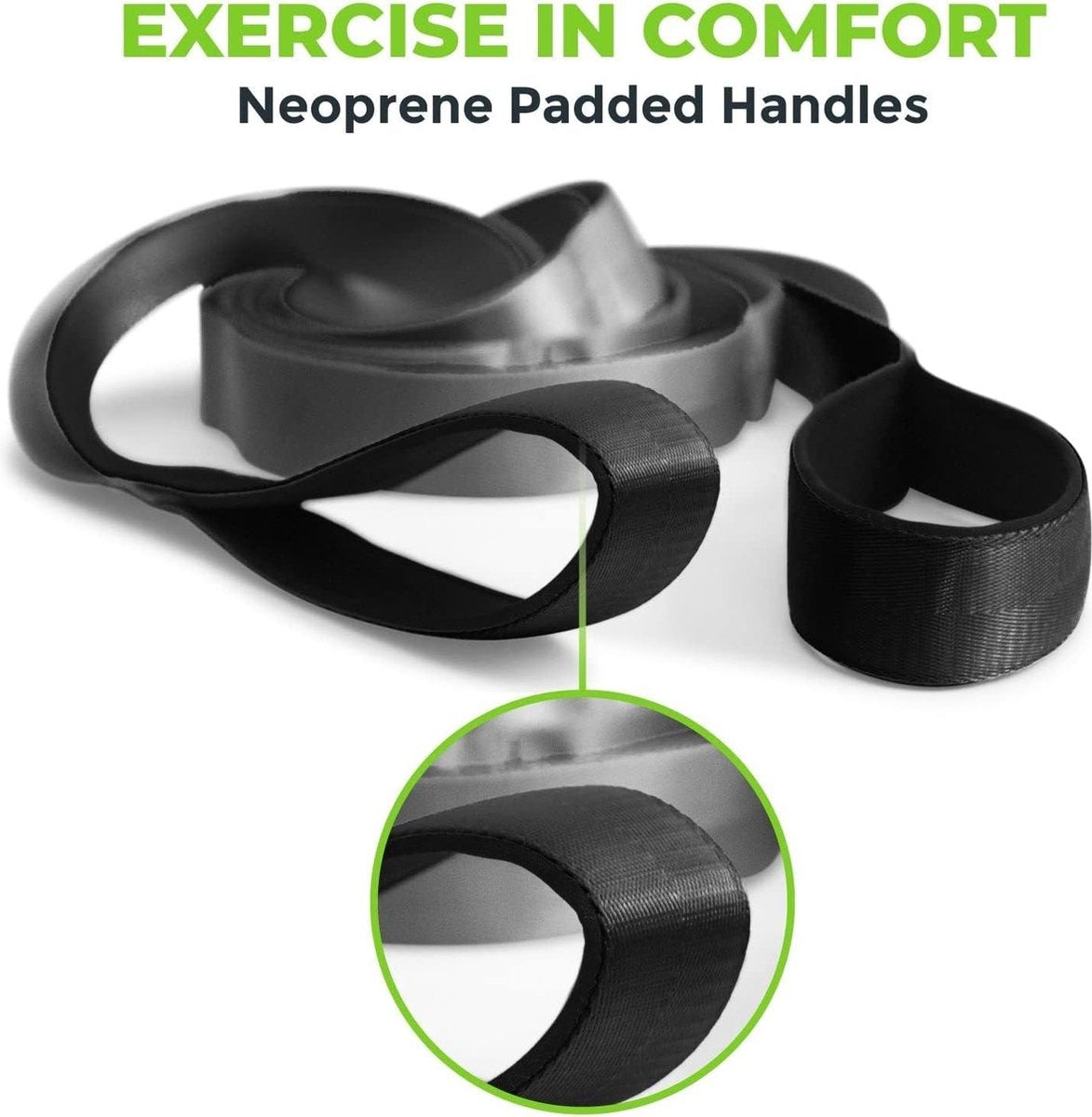 Premium Kwaliteit Multi-loop Stretching Riem Neopreen Gewatteerde Handgrepen - 12 Lussen - 15 Inch Breedte x 8 Voet Lengte fitness straps