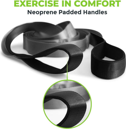 Premium Kwaliteit Multi-loop Stretching Riem Neopreen Gewatteerde Handgrepen - 12 Lussen - 15 Inch Breedte x 8 Voet Lengte fitness straps