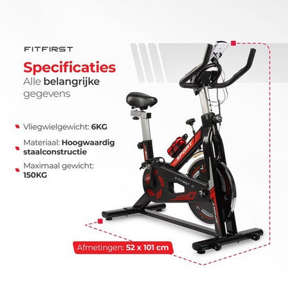 FitFirst® Rider 3 Hometrainer | Met Trainings Apps | FitShow, Kinomap en Zwift | Ingebouwde hartslagmeter | Display met info | Met Bidon | Max 150KG gebruikersgewicht en tot 1.90m | Spinning Fiets | Fitness Fiets