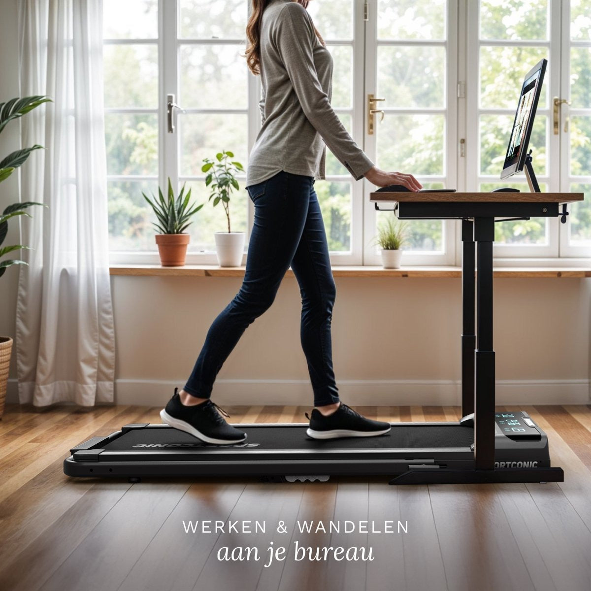 Sportconic Loopband 1-12km/u – Walking Pad – Loopband Inklapbaar – Wandelband – Met Hellingfunctie – Incl. Tablethouder en Afstandsbediening
