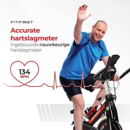 FitFirst® Rider 3 Hometrainer | Met Trainings Apps | FitShow, Kinomap en Zwift | Ingebouwde hartslagmeter | Display met info | Met Bidon | Max 150KG gebruikersgewicht en tot 1.90m | Spinning Fiets | Fitness Fiets
