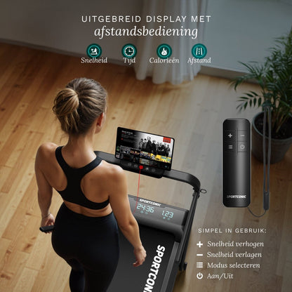 Sportconic Loopband 1-12km/u – Walking Pad – Loopband Inklapbaar – Wandelband – Met Hellingfunctie – Incl. Tablethouder en Afstandsbediening