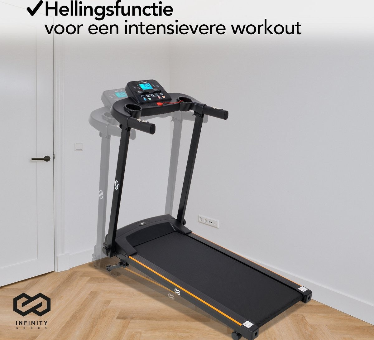Infinity Goods Loopband - Inklapbaar - Wandelband - 12 Programma’s - Incl. Tablethouder - Hellingsfunctie - t/m 12 km/u