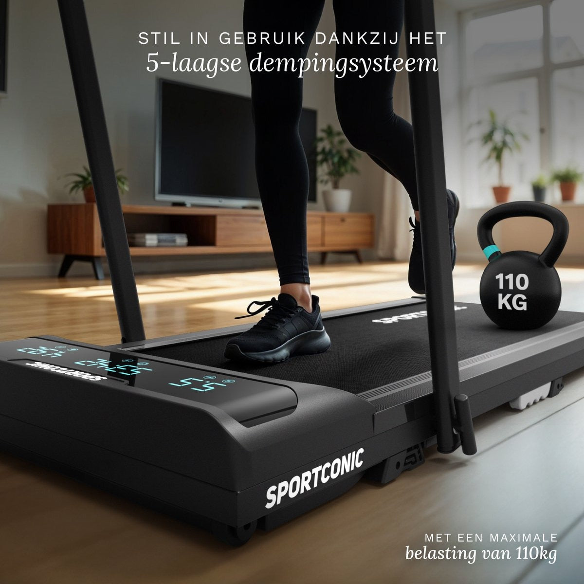 Sportconic Loopband 1-12km/u – Walking Pad – Loopband Inklapbaar – Wandelband – Met Hellingfunctie – Incl. Tablethouder en Afstandsbediening