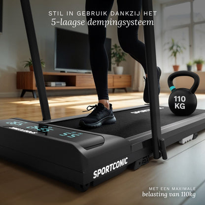 Sportconic Loopband 1-12km/u – Walking Pad – Loopband Inklapbaar – Wandelband – Met Hellingfunctie – Incl. Tablethouder en Afstandsbediening