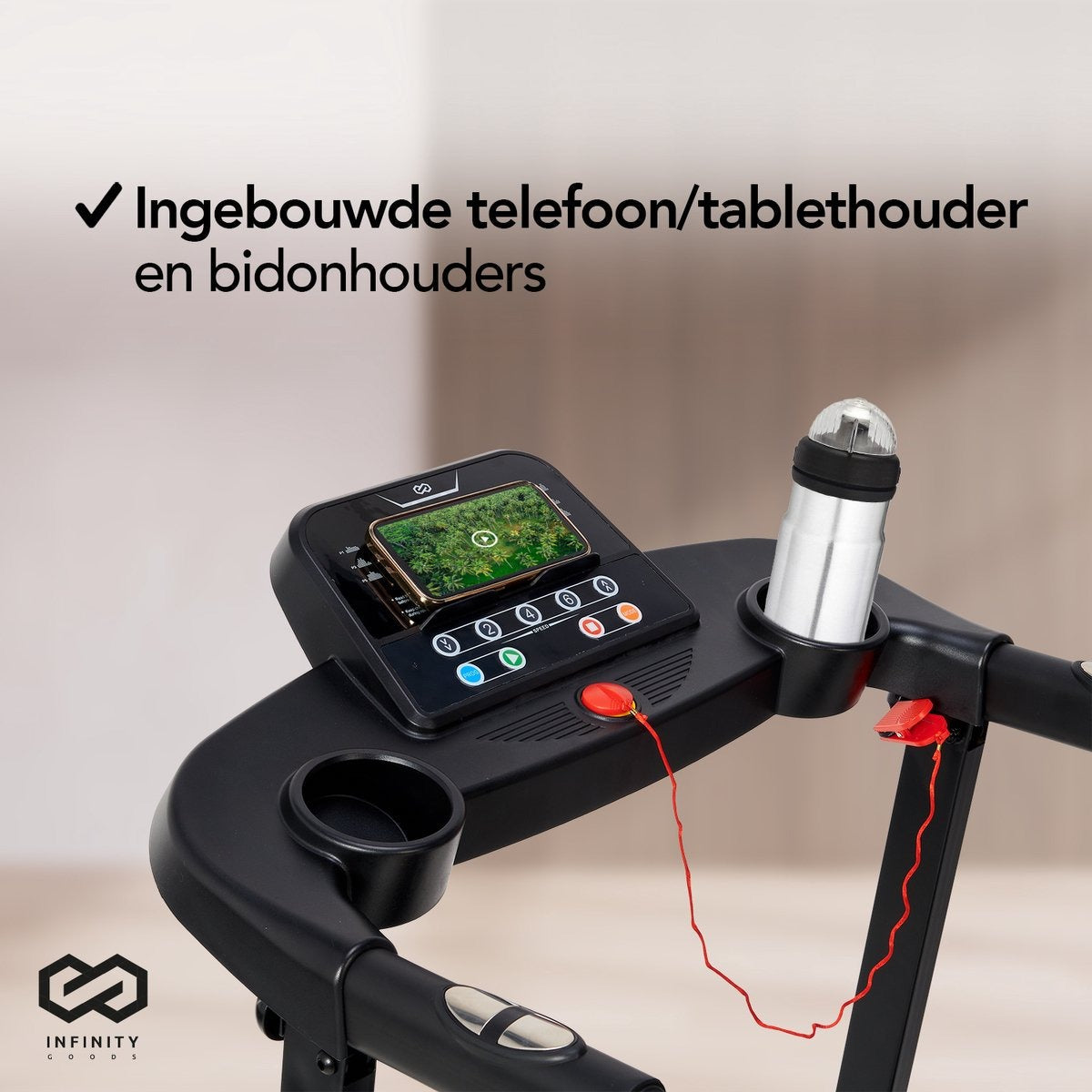 Infinity Goods Loopband - Inklapbaar - Wandelband - 12 Programma’s - Incl. Tablethouder - Hellingsfunctie - t/m 12 km/u