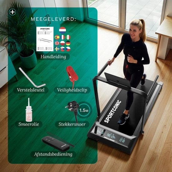 Sportconic Loopband 1-12km/u – Walking Pad – Loopband Inklapbaar – Wandelband – Met Hellingfunctie – Incl. Tablethouder en Afstandsbediening