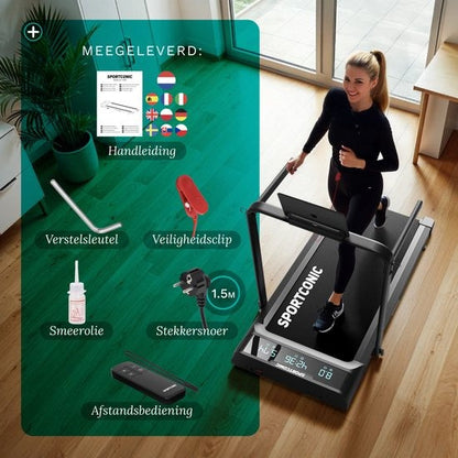 Sportconic Loopband 1-12km/u – Walking Pad – Loopband Inklapbaar – Wandelband – Met Hellingfunctie – Incl. Tablethouder en Afstandsbediening