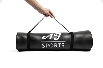 AJ-Sports Yoga mat - Yogamat - Fitness mat NBR - Sport mat - Trainingsmat - Anti slip - Inclusief draagtas - Fitnessmat - Zwart - Yoga - Pilates - Fitness - Foam materiaal - 183 x 61 x 1 cm