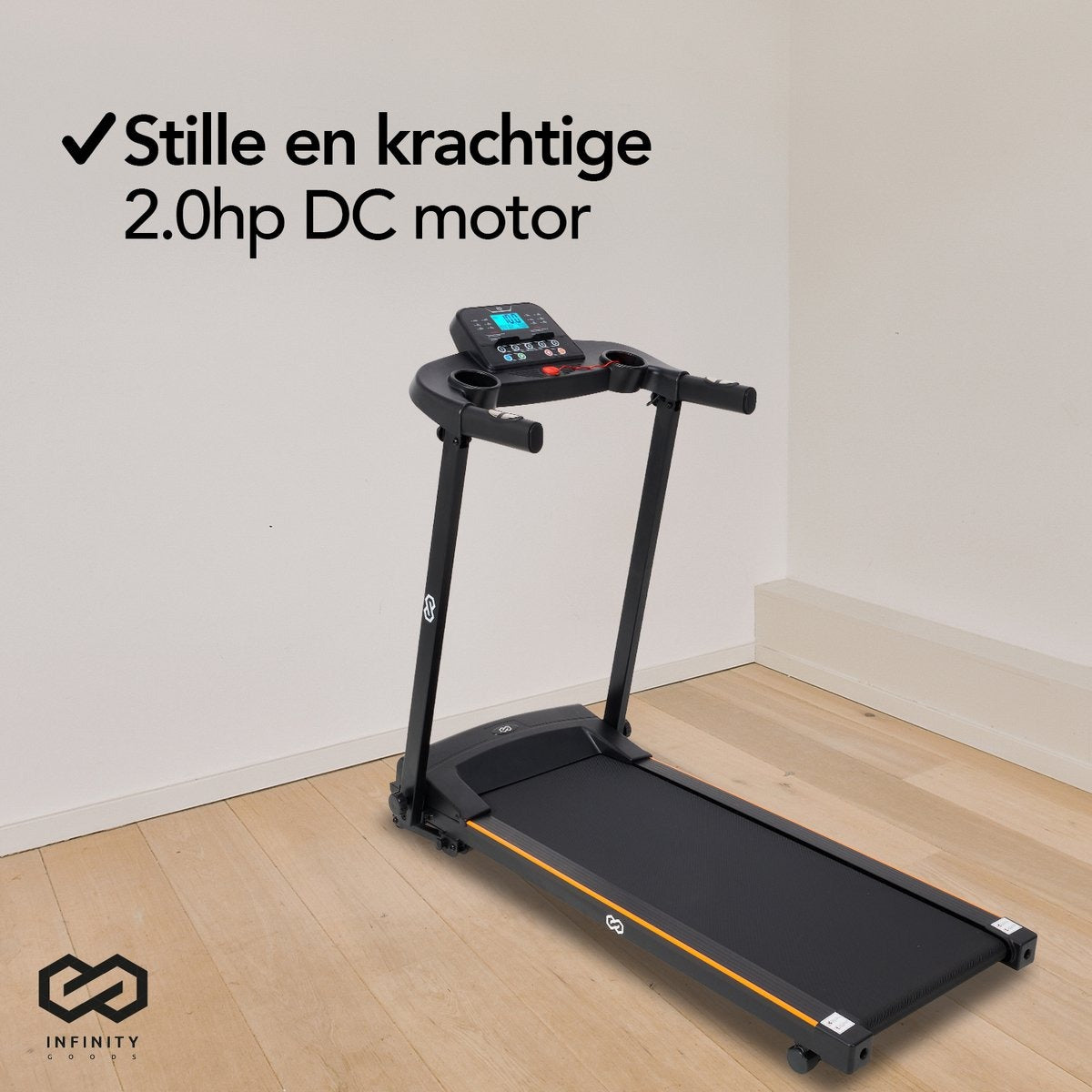 Infinity Goods Loopband - Inklapbaar - Wandelband - 12 Programma’s - Incl. Tablethouder - Hellingsfunctie - t/m 12 km/u