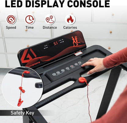 CITYSPORTS WP9 elektrische loopband-opvouwbare loopband voor thuis tot 12 km/u-met LED-display-APP en 360° tablethouder-compact loopkussen voor thuis en op kantoor