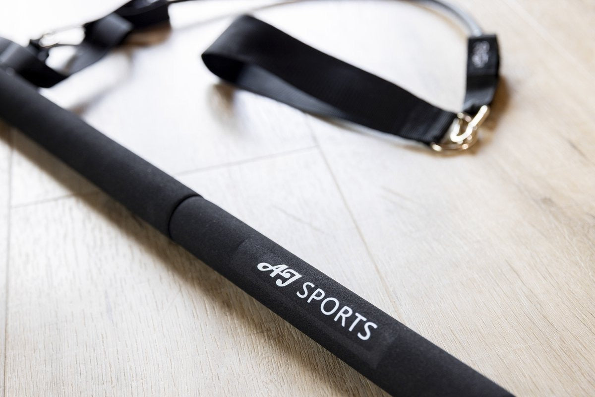 AJ-Sports Weerstandsbanden Set Pro - Pilates Bar - Weerstandsbanden - Fitness Bar - Tot 100 KG Verstelbaar - Pilates Stick - Inclusief 6 Weerstandsbanden - Resistance Band Set - Crossfit - Zwart