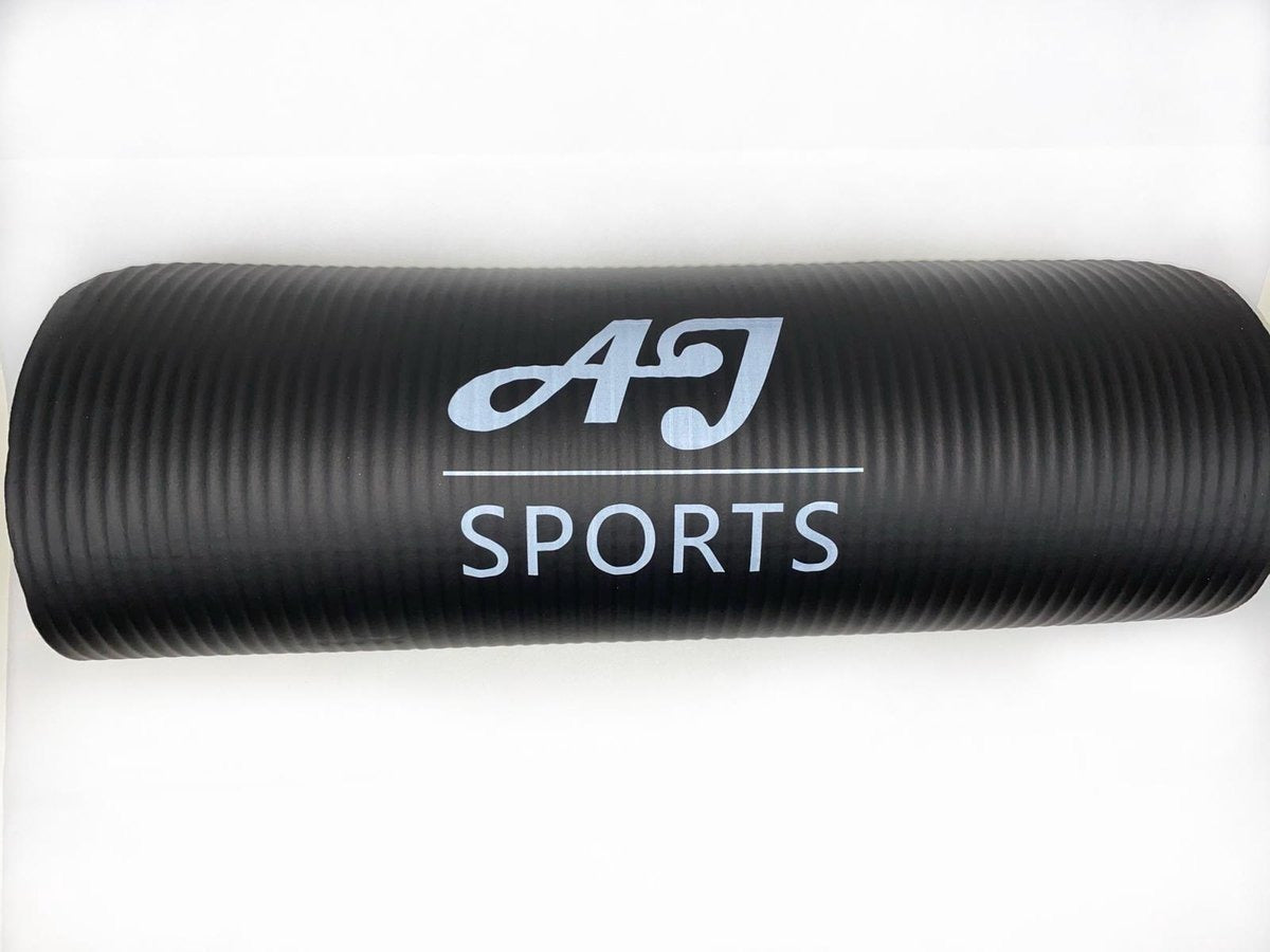 AJ-Sports Yoga mat - Yogamat - Fitness mat NBR - Sport mat - Trainingsmat - Anti slip - Inclusief draagtas - Fitnessmat - Zwart - Yoga - Pilates - Fitness - Foam materiaal - 183 x 61 x 1 cm