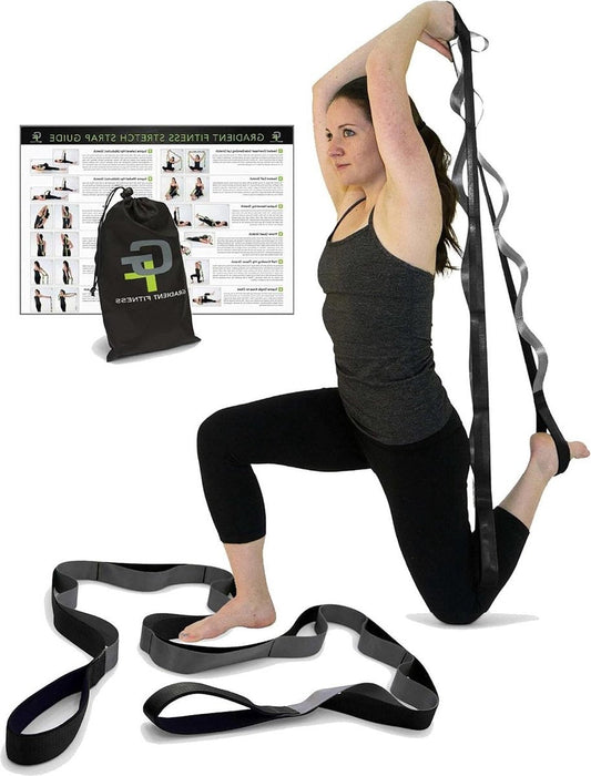 Premium Kwaliteit Multi-loop Stretching Riem Neopreen Gewatteerde Handgrepen - 12 Lussen - 15 Inch Breedte x 8 Voet Lengte fitness straps