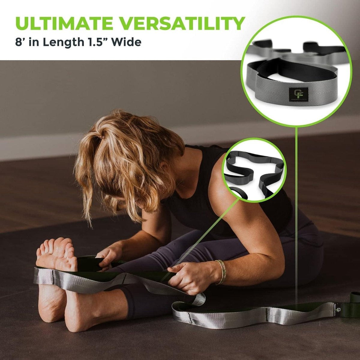 Premium Kwaliteit Multi-loop Stretching Riem Neopreen Gewatteerde Handgrepen - 12 Lussen - 15 Inch Breedte x 8 Voet Lengte fitness straps